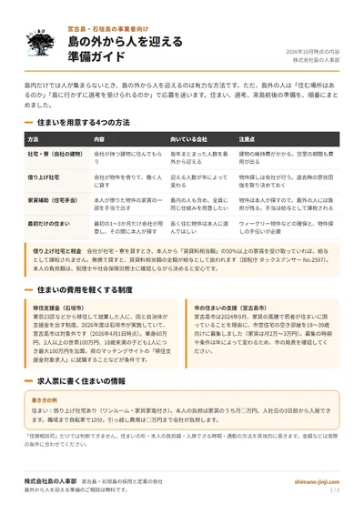 島の外から人を迎える 準備ガイドの表紙